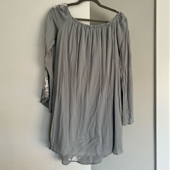Tobi Blue-Grey Off the Shoulder Dress - L - Picture 8 of 9